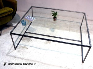Industrial Glass Top Coffee Table